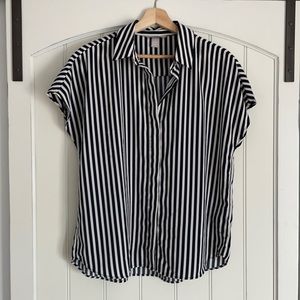 Silky Striped Button Down Blouse